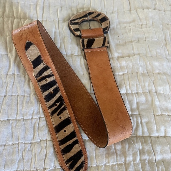 Rare Vintage Haircalf Animal Print Leather Belt bambicore main image 4